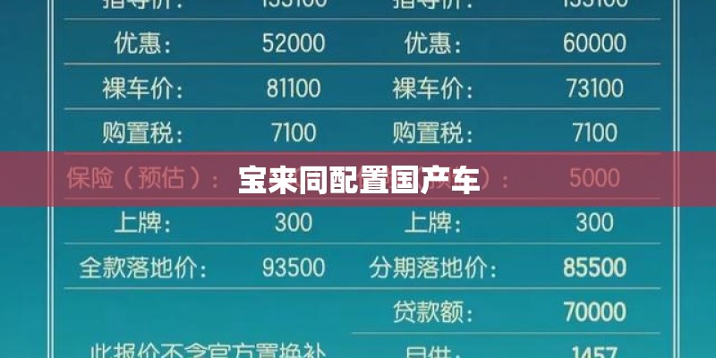 宝来同配置国产车