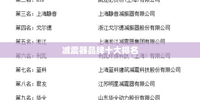 减震器品牌十大排名