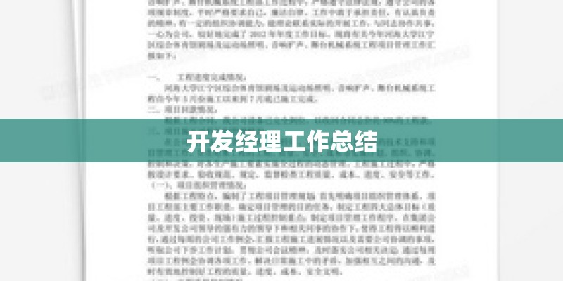 开发经理工作总结 开发经理工作总结