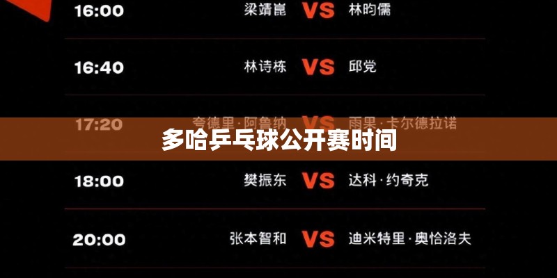 多哈乒乓球公开赛时间
