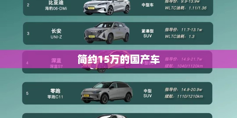 简约15万的国产车