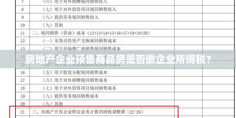 房地产企业预售商品房是否缴企业所得税？