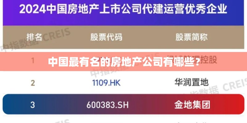 中国最有名的房地产公司有哪些？
