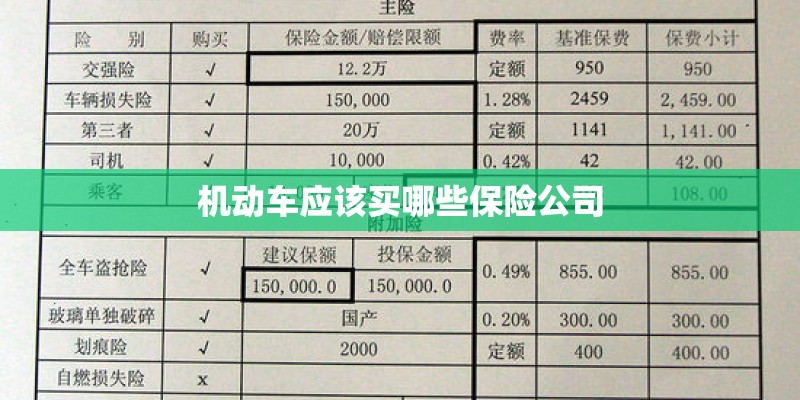 机动车应该买哪些保险公司