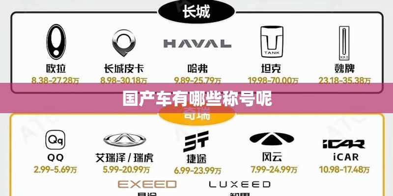 国产车有哪些称号呢