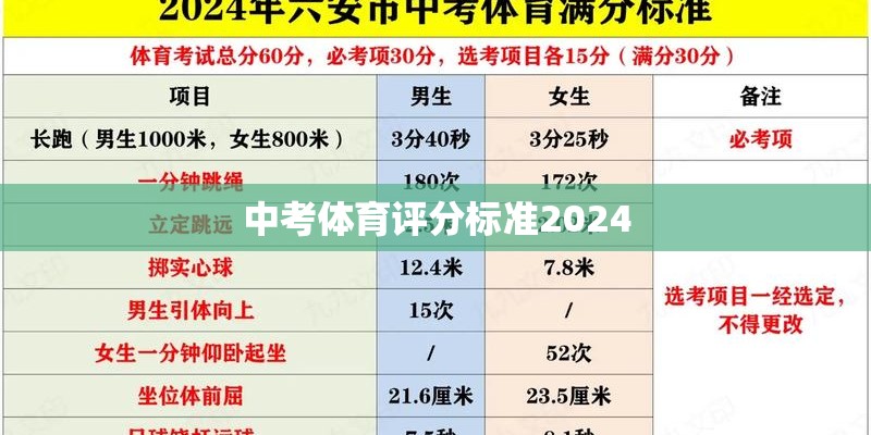 中考体育评分标准2024