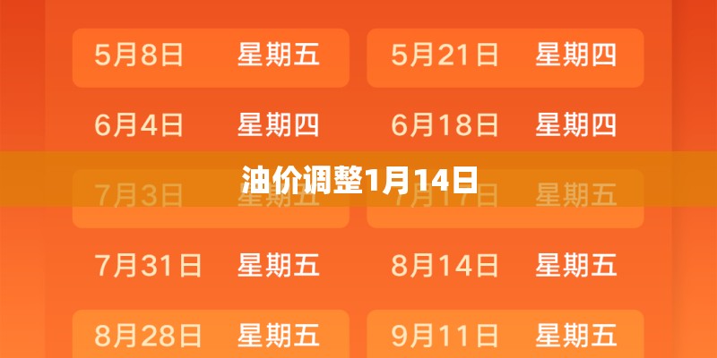 油价调整1月14日