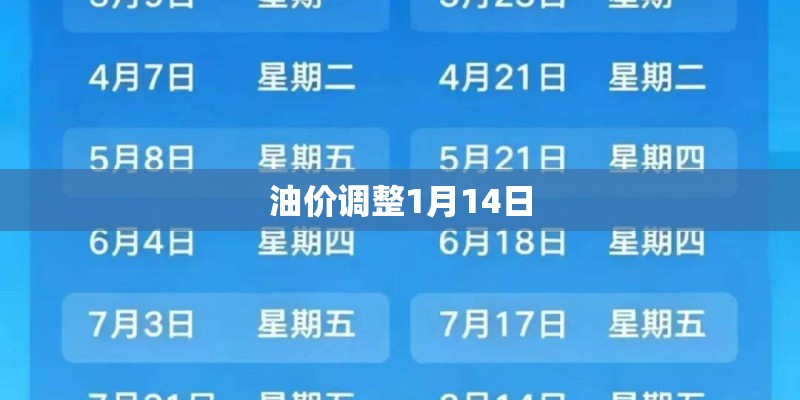 油价调整1月14日