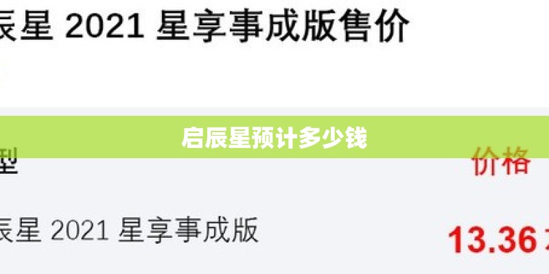 启辰星预计多少钱