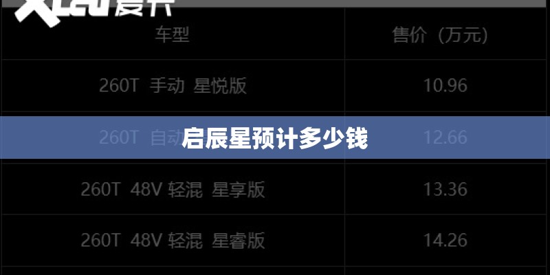 启辰星预计多少钱