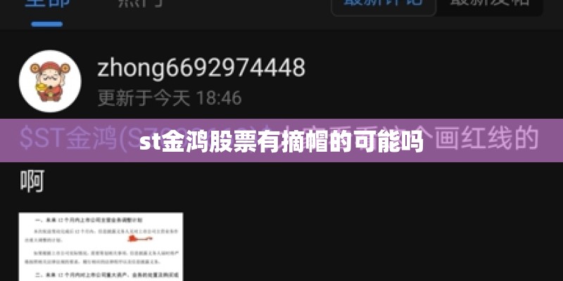 st金鸿股票有摘帽的可能吗