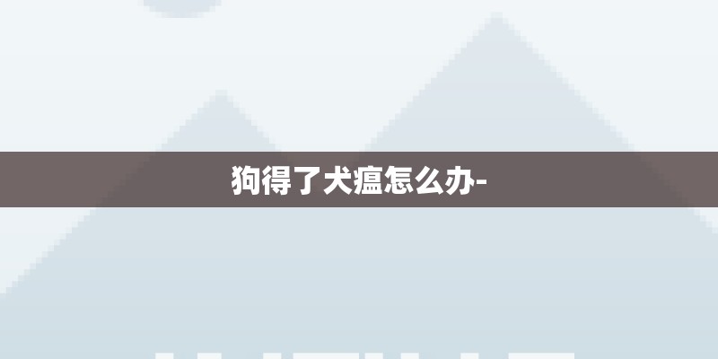 狗得了犬瘟怎么办-