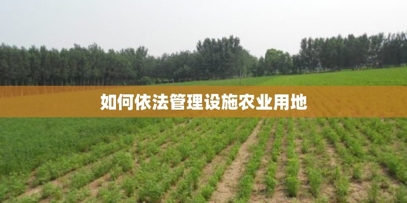如何依法管理设施农业用地