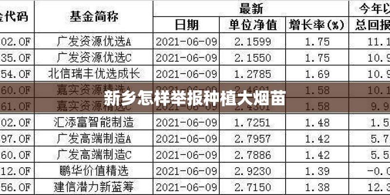 新乡怎样举报种植大烟苗