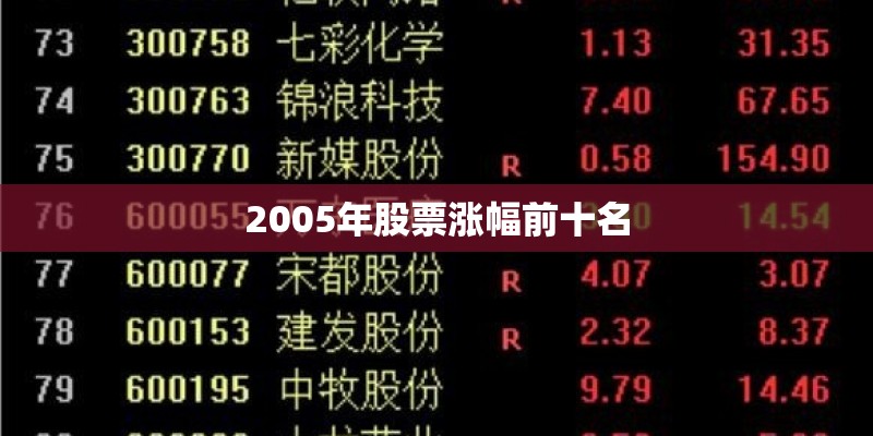 2005年股票涨幅前十名