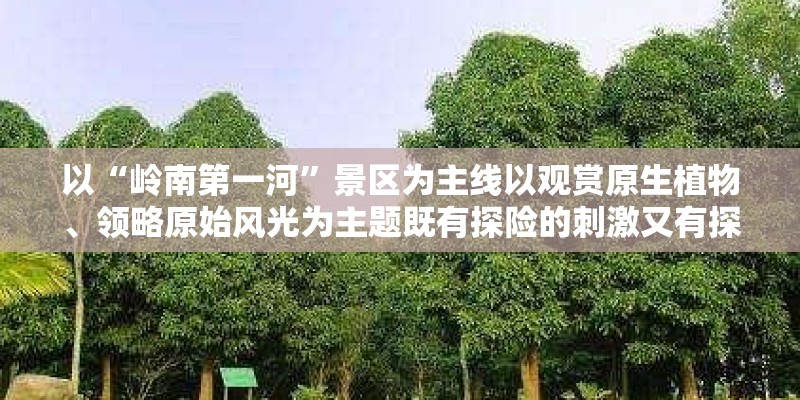 以“岭南第一河”景区为主线以观赏原生植物、领略原始风光为主题既有探险的刺激又有探险的乐趣