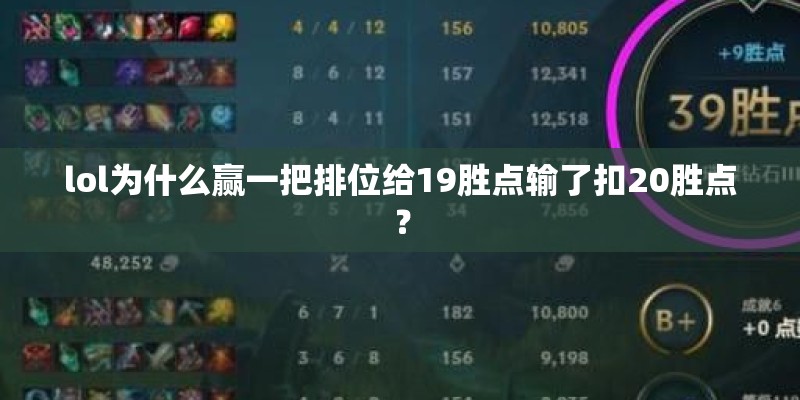 lol为什么赢一把排位给19胜点输了扣20胜点？