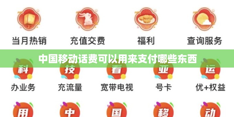 中国移动话费可以用来支付哪些东西