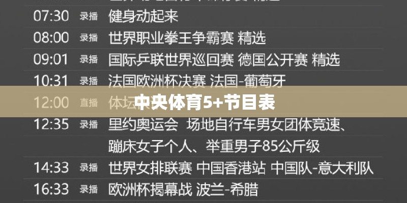 中央体育5+节目表